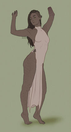 Flat colour, full body, simple BG