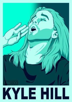 Unshaded colour bust, simple BG