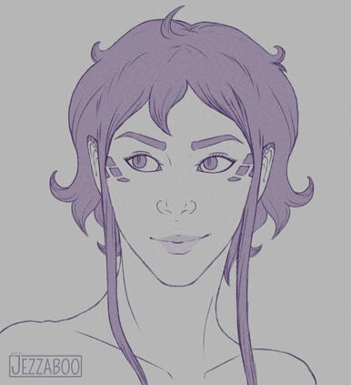 Coloured sketch, bust, simple BG