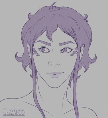 Coloured sketch, bust, Simple BG