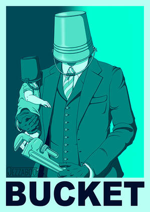 Cell shaded colour, half body, simple BG (+ extra character)