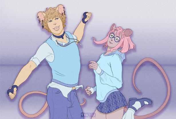 Flat colour half body, simple BG