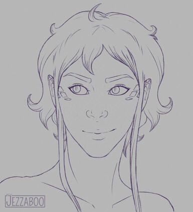 Clean sketch, bust, simple BG