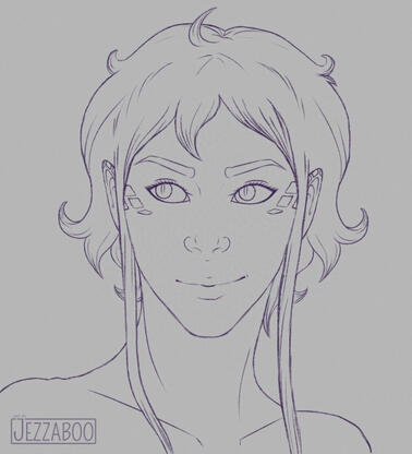 Clean sketch, bust, Simple BG