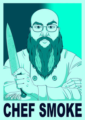 Cell shaded colour, half body, simple BG